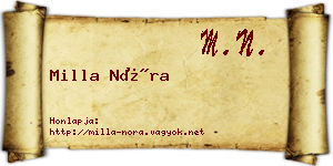 Milla Nóra névjegykártya